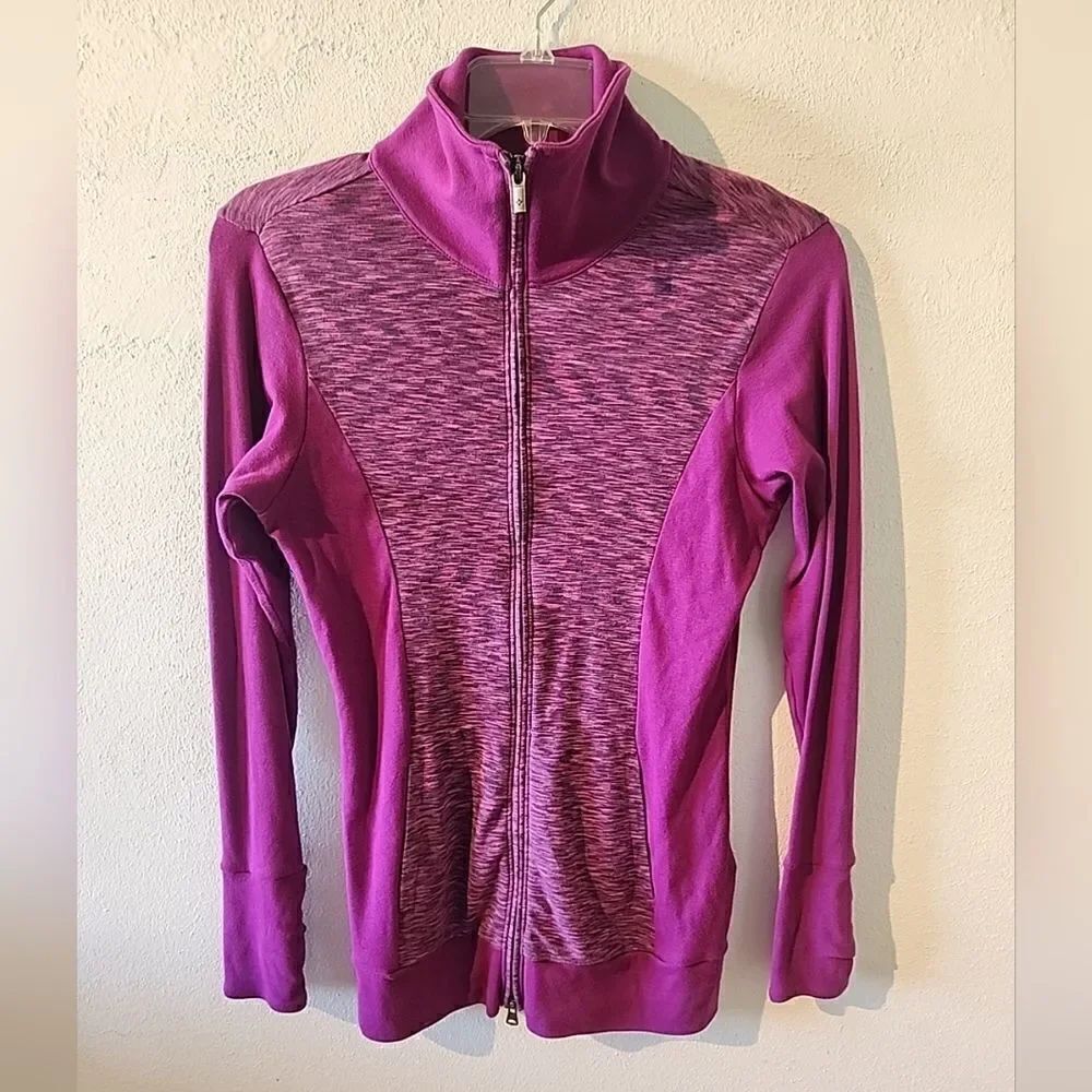 Columbia Full Zip Shirt Womens Small Purple Long Sleeve Stretch
